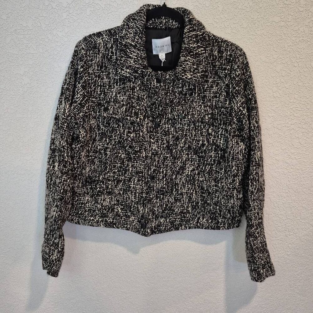 Jason Wu Women's Long Sleeve Tweed Collared Shirt Jacket Size 10